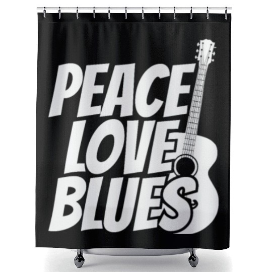 Peace Love Blues Music Trumpet Shower Curtains
