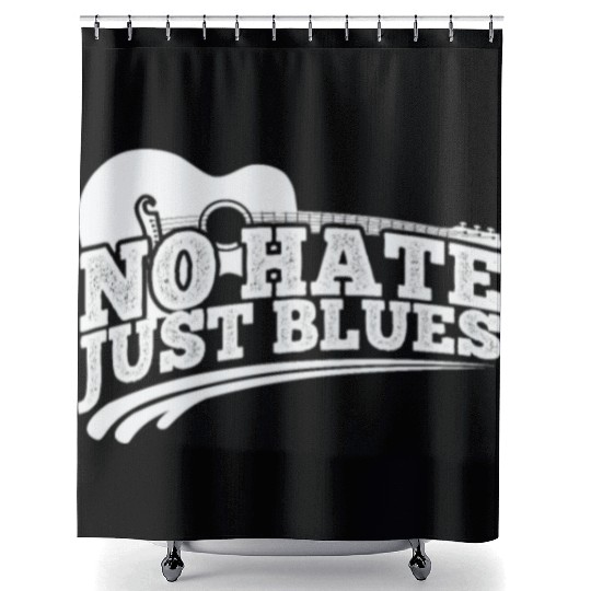 No hate just Blues Music Trumpet Shower Curtains