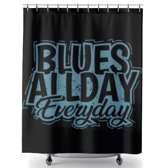 Blues all Day Everyday Music Trumpet Shower Curtains