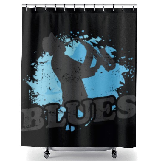 Blues Saxophone Music Trumpet Shower Curtains
