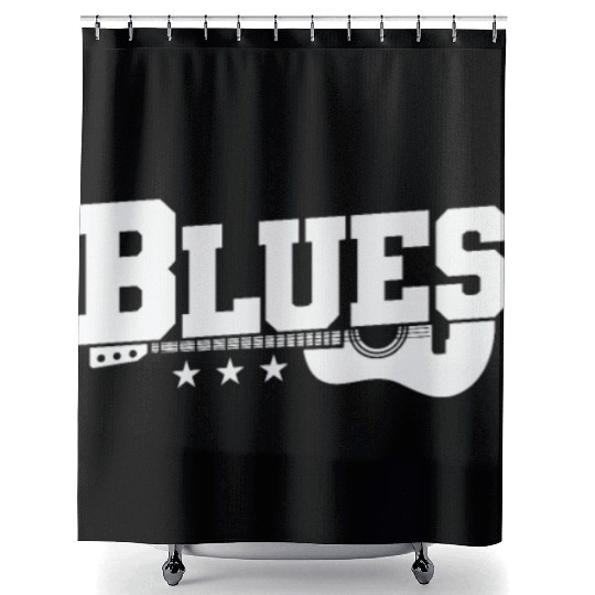Blues with Guitar Music Trumpet Shower Curtains