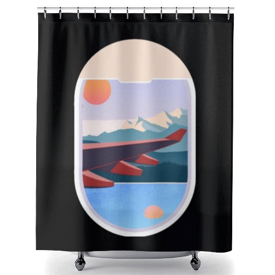 Wanderlust Plane Window Travel Landscape Nature Shower Curtains