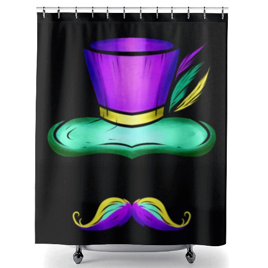 Hat And Mustache For Mardi Gras Shower Curtains