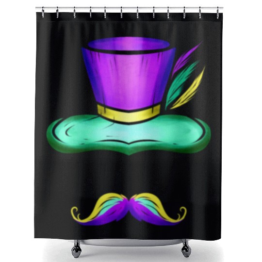 Hat And Mustache For Mardi Gras Shower Curtains