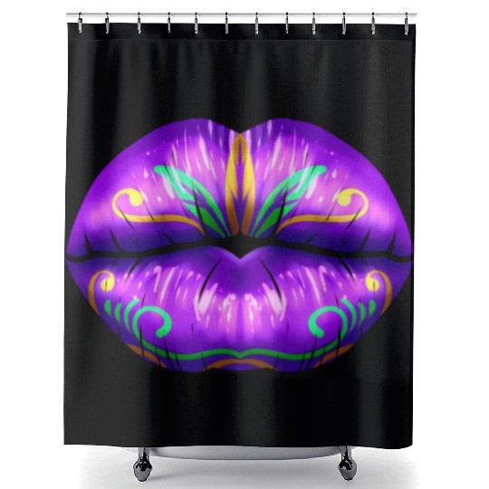 Purple Lips For Mardi Gras Shower Curtains