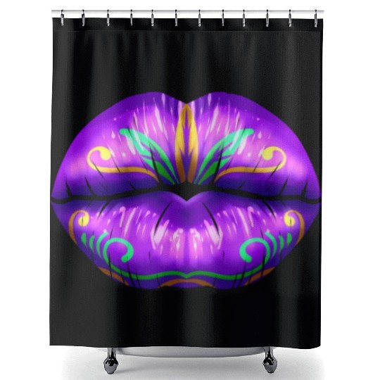 Purple Lips For Mardi Gras Shower Curtains