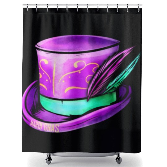 Purple Hat Cylinder For Mardi Gras Shower Curtains