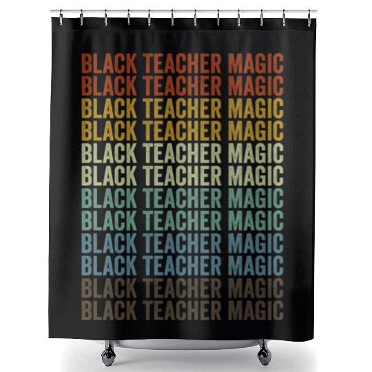 Black Teacher Magic Melanin Brown Skin Shower Curtains