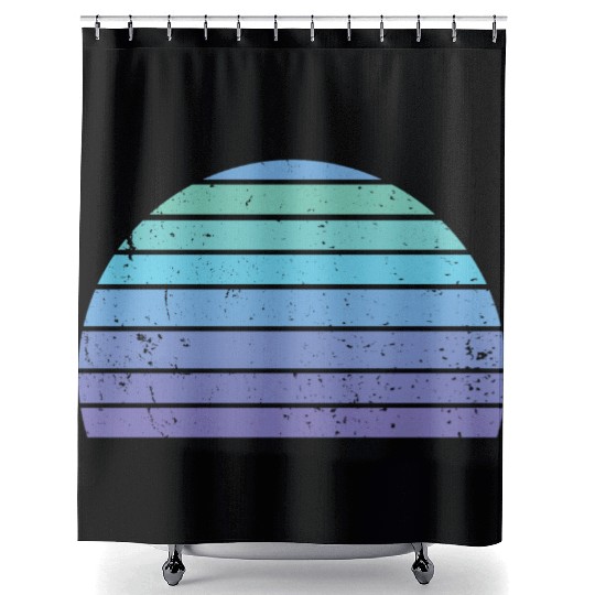 Vintage Distressed Retro Sunset - Blue | Purple Shower Curtains