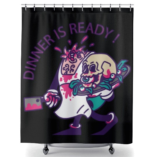 Dinner is ready zombie cooking Dinner is ready zom Shower Curtains