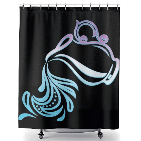 Aquarius Zodiac Air Sign Water Bearer Logo Shower Curtains