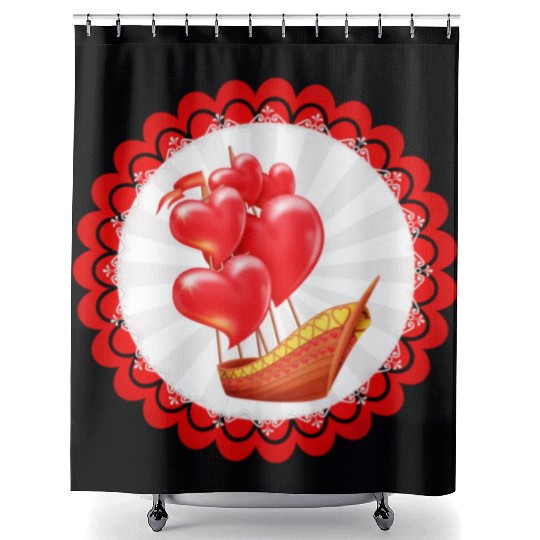 Scarlet Sails. Happy Valentine's Day. Shower Curtains