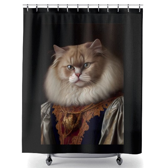 Angora Persian Cat Breed Portrait Royal Renaissanc Shower Curtains