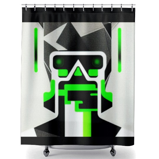 Cyberpunk Inspired Green Theme KeyLead Shower Curtains