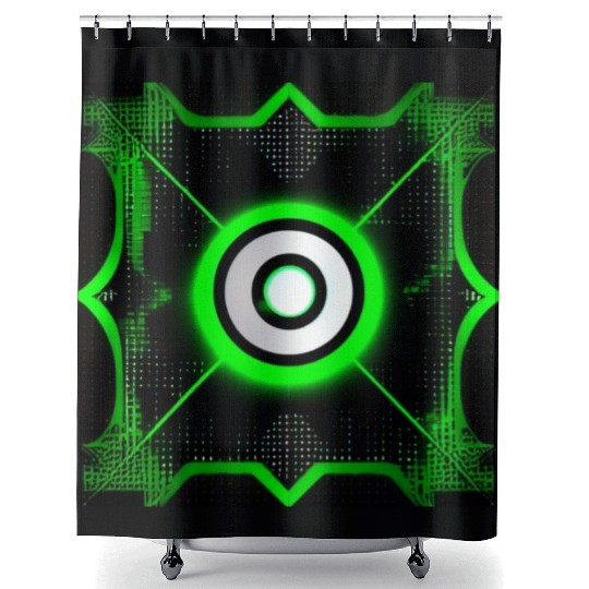 Cyberpunk Inspired Green Theme - The Switch Shower Curtains