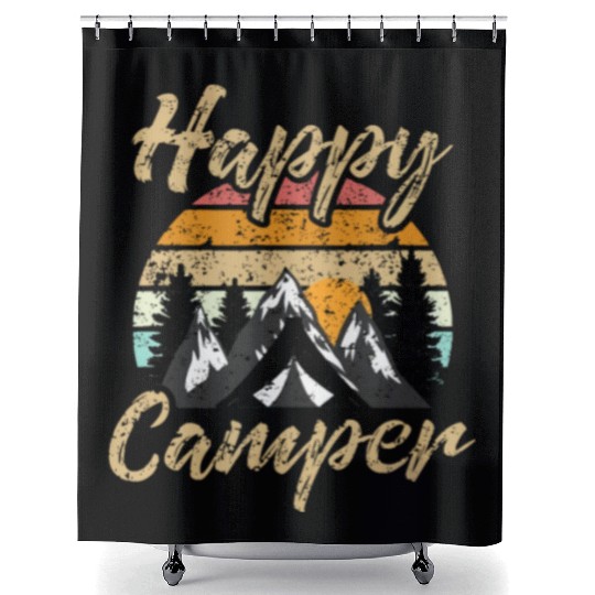 Funny Camping Hiking Lover Present Happy Camper Gi Shower Curtains