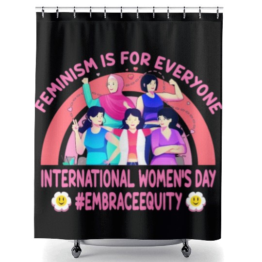 International Women's Day Embrace Equity Feminism Shower Curtains