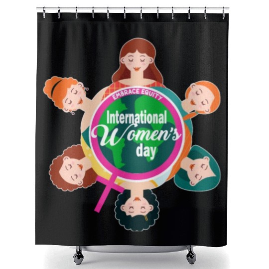 International Women's Day Theme 2023 Embrace Equit Shower Curtains
