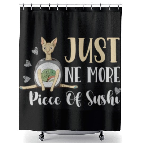 Just One More Piece Of Sushi Rolls Japanese Foodie Shower Curtains