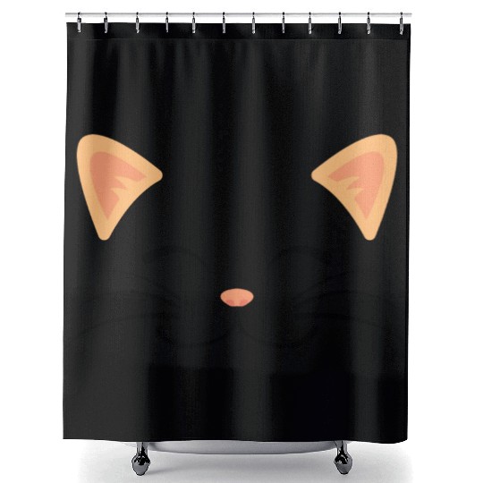 Floating Cat Face Shower Curtains