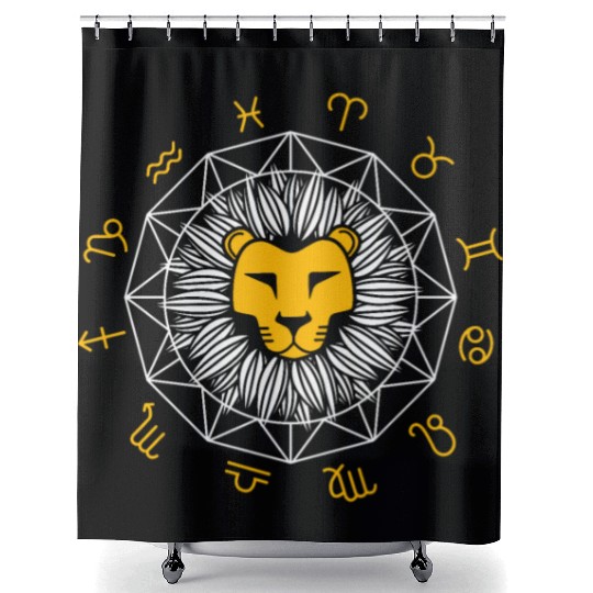 Cute Leo Lion Head Astrology Sign Horoscope Zodiac Shower Curtains