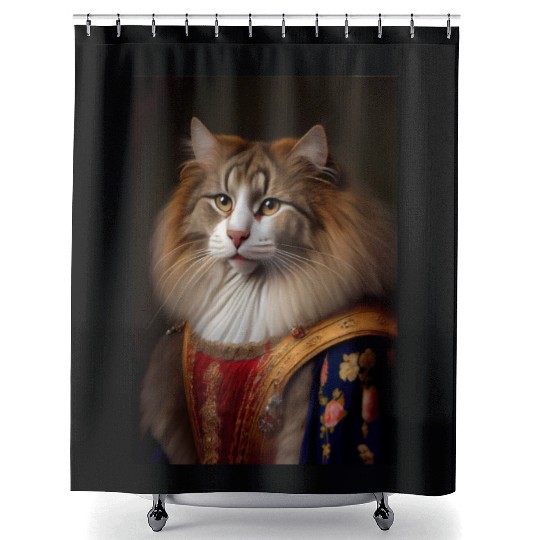Norwegian Forest Cat Breed Portrait Royal Renaissa Shower Curtains