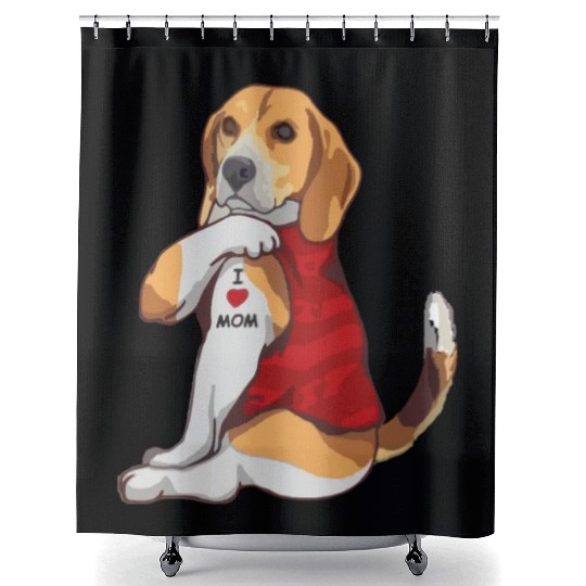 I Love Mom | Dogs Tattoo Shower Curtains