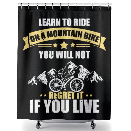 Mountain Bike Downhill MTB Mountain Biker Present Shower Curtains