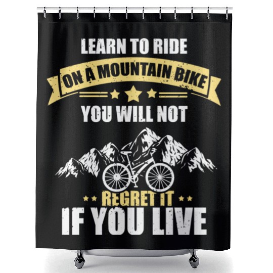 Mountain Bike Downhill MTB Mountain Biker Present Shower Curtains