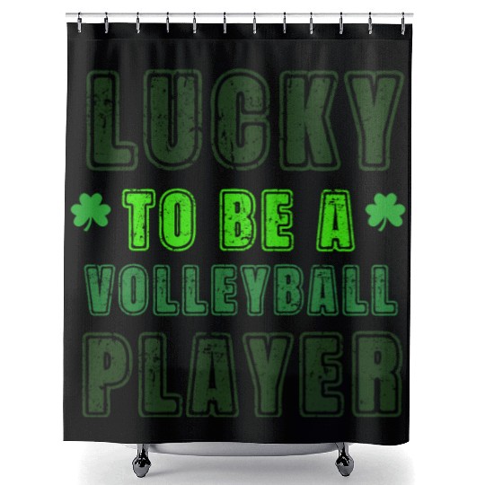 Lucky Volleyball Player, St Patrick's Day Gift Shower Curtains