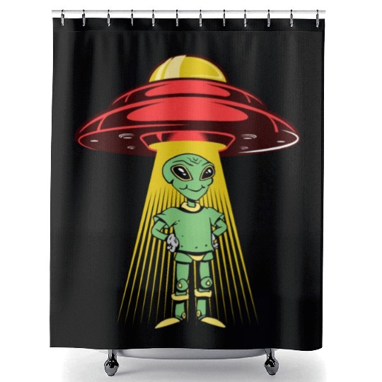 Alien landing Shower Curtains