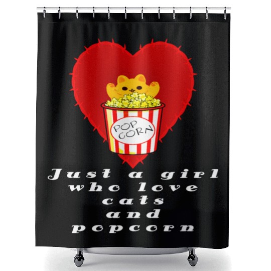 just a girl who love cats and popcorn Shower Curtains