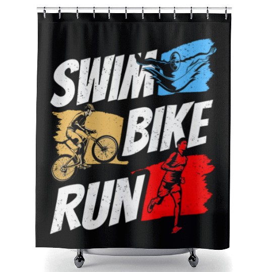 Swim Bike Run Triathlete Triathlon Triathlons Shower Curtains