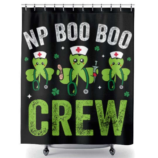 Nurse Practitioner Crew Funny Shamrocks Shower Curtains
