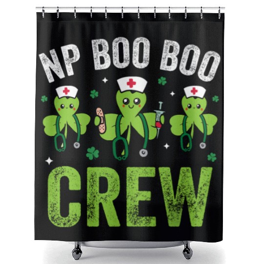 Nurse Practitioner Crew Funny Shamrocks Shower Curtains