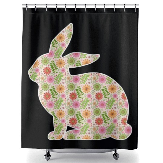 Easter for Girls Women Easter Bunny Flowers Gift Shower Curtains