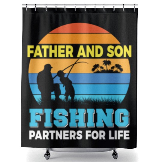 Father and son fishing partners for life Shower Curtains