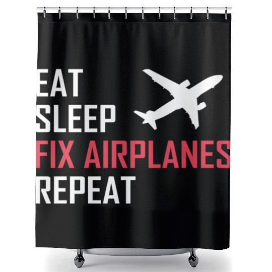 Airplane mechanic aviation aircraft gift Shower Curtains