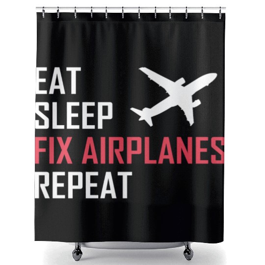 Airplane mechanic aviation aircraft gift Shower Curtains