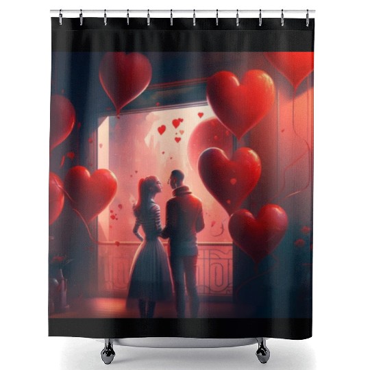 party to Valentines day Shower Curtains