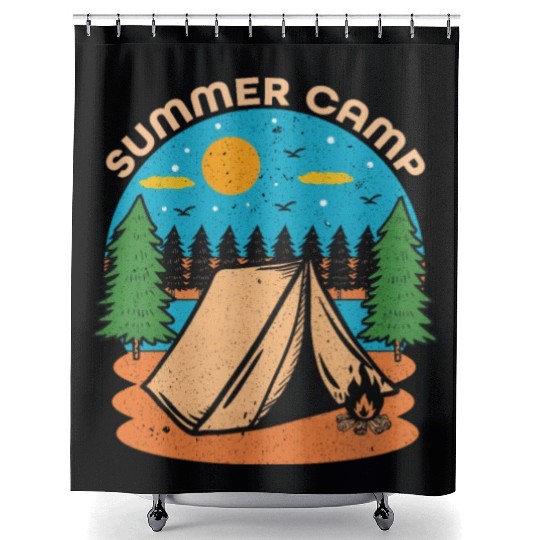 Happy Summer Camp Camping Lover FunnyT-Shower Curtains