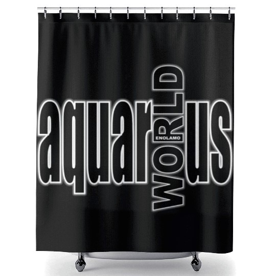 Aquarius WORLD bw Shower Curtains