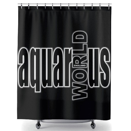 Aquarius WORLD bw Shower Curtains