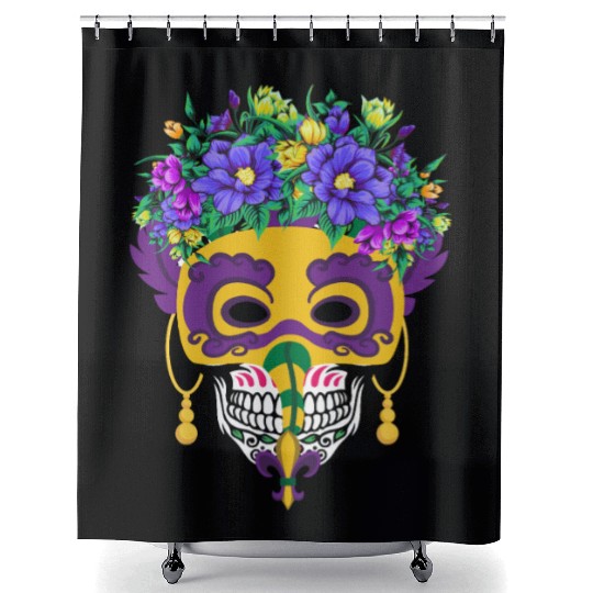 El Dia De Los Muertos Mardi Gras Mask Flower Sugar Shower Curtains