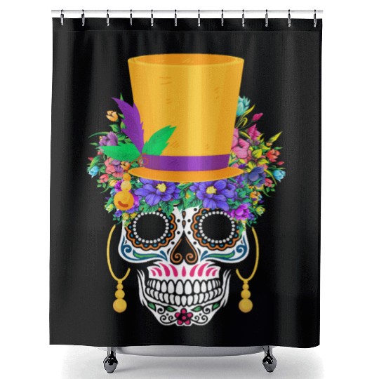 Mardi Gras Costume El Dia De Los Muertos Flower Shower Curtains