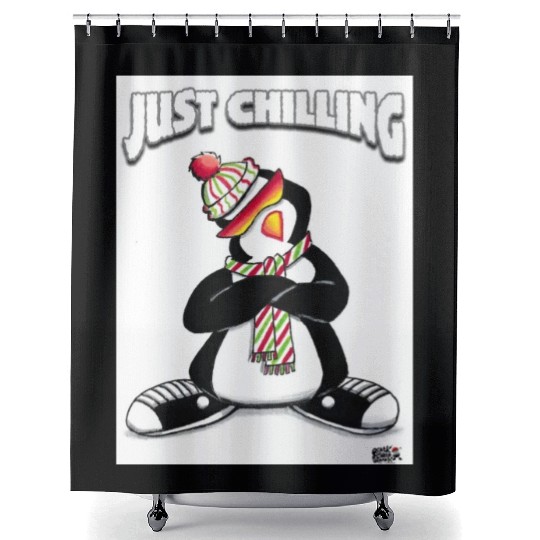 Just Chilling Penguin by Black Sheep Graphix Shower Curtains