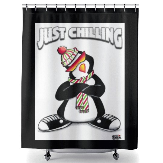 Just Chilling Penguin by Black Sheep Graphix Shower Curtains