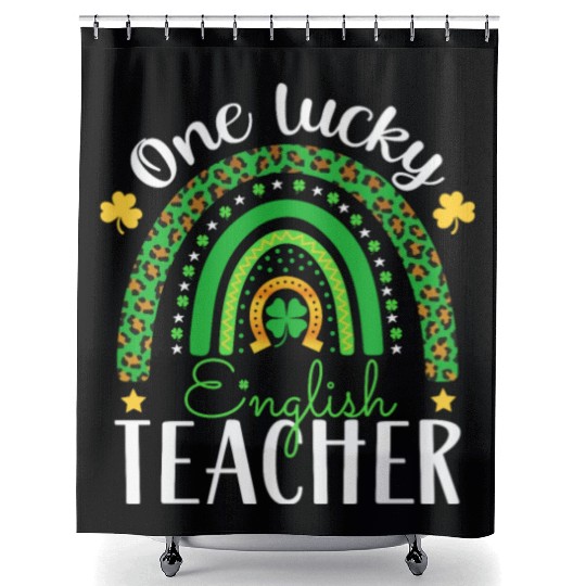 One Lucky English Teacher funny St Patrick's day Shower Curtains
