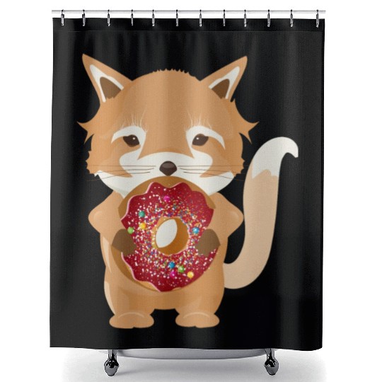magical little fox with delicious donut Shower Curtains