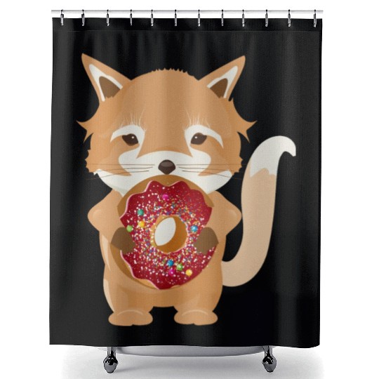 magical little fox with delicious donut Shower Curtains